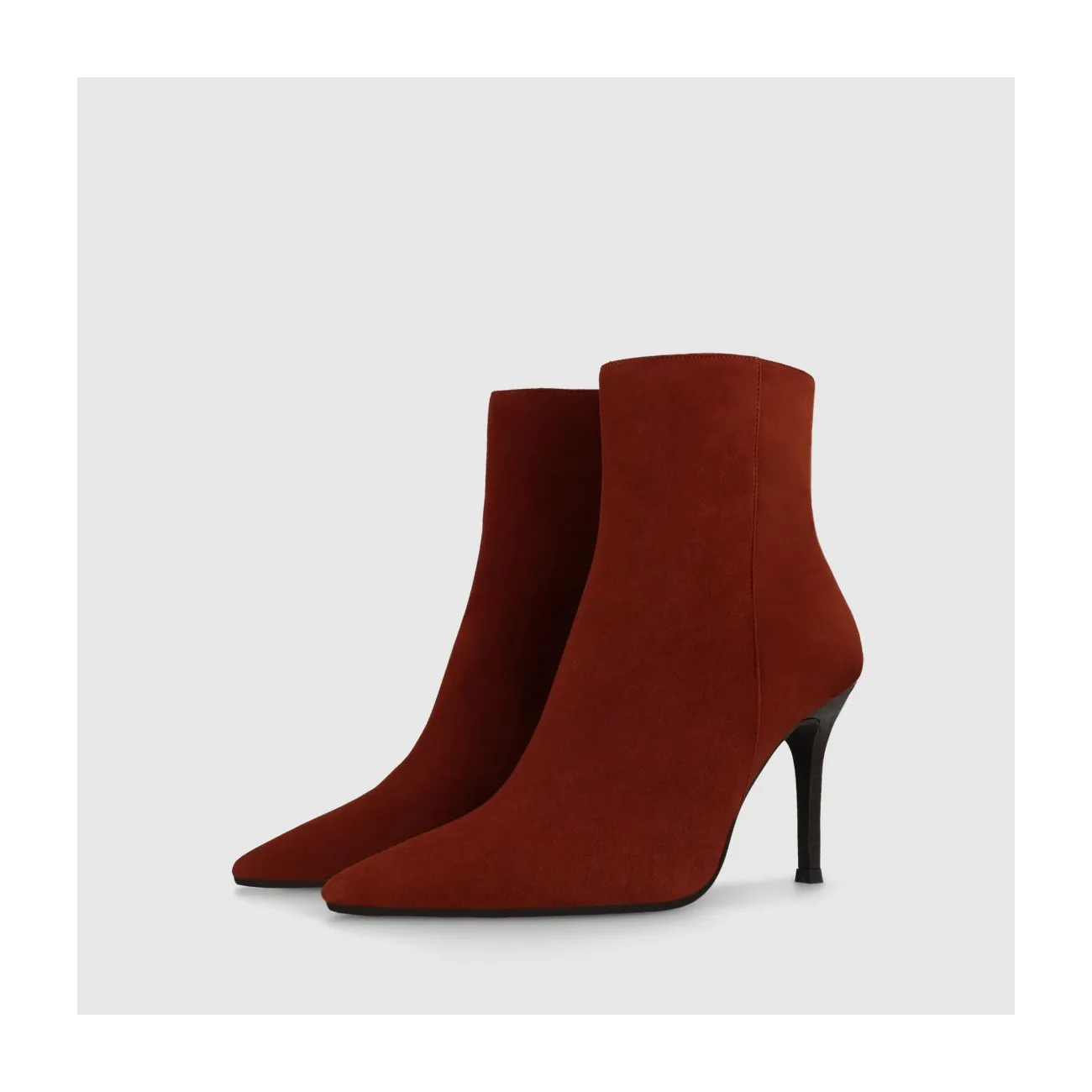 Bottines à talons femme en daim orange | LODI Chaussures femme en ligne.