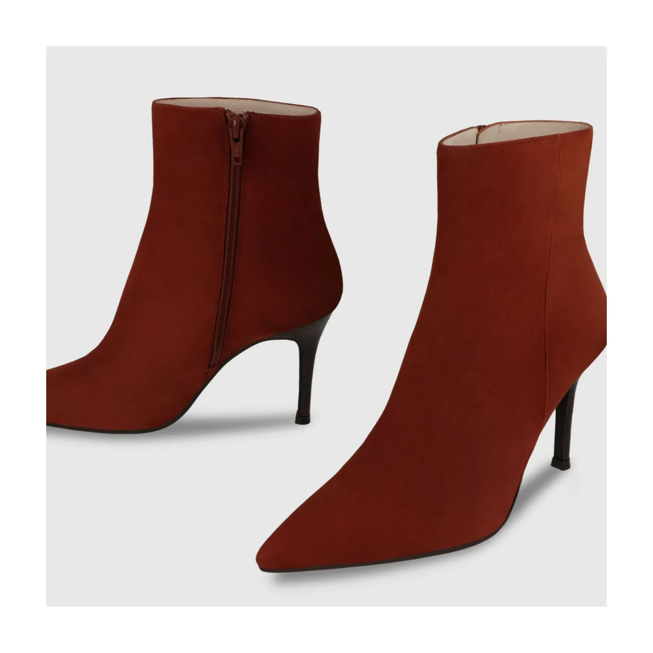 Bottines à talons femme en daim orange | LODI Chaussures femme en ligne.