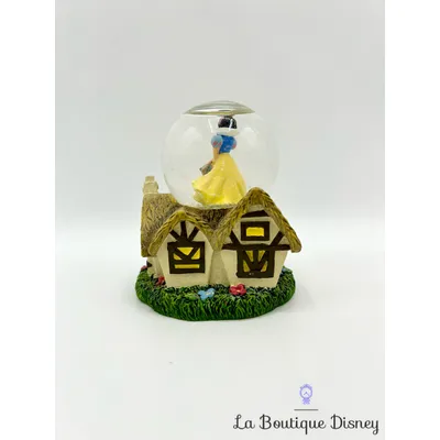 Boule à neige Blanche Neige et les sept nains Disney Store Snow globe chaumière animaux