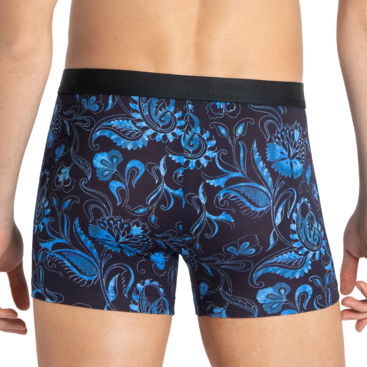 Boxer homme en lyocell et à motif cachemire Kanji bleu