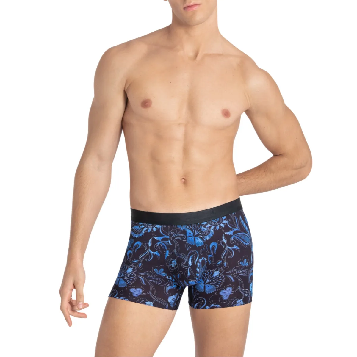 Boxer homme en lyocell et à motif cachemire Kanji bleu