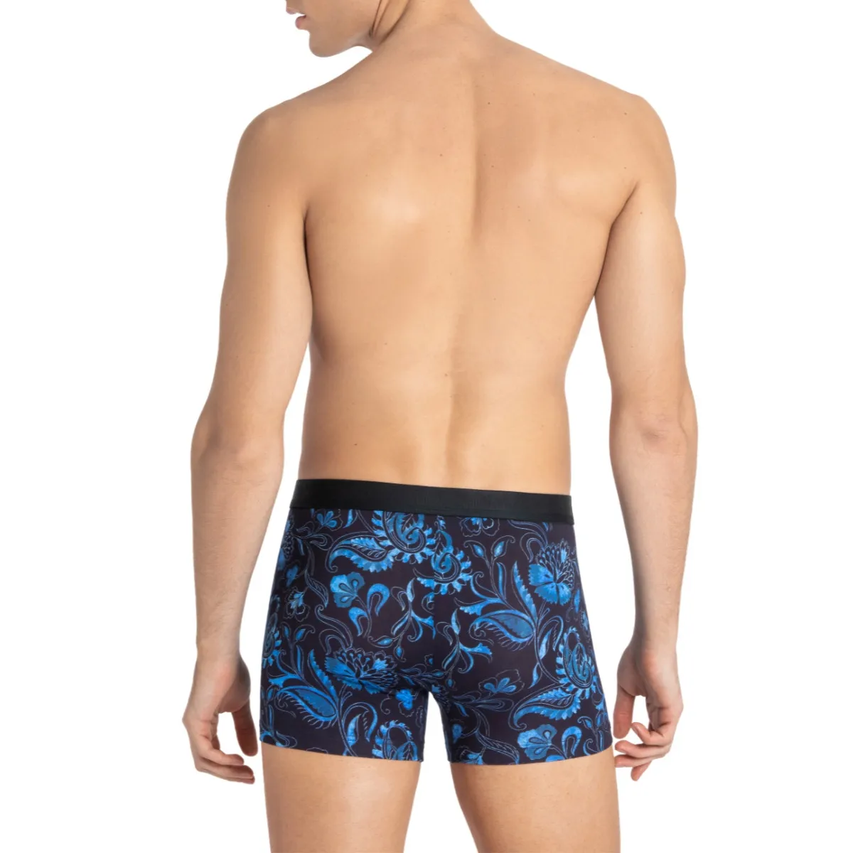 Boxer homme en lyocell et à motif cachemire Kanji bleu