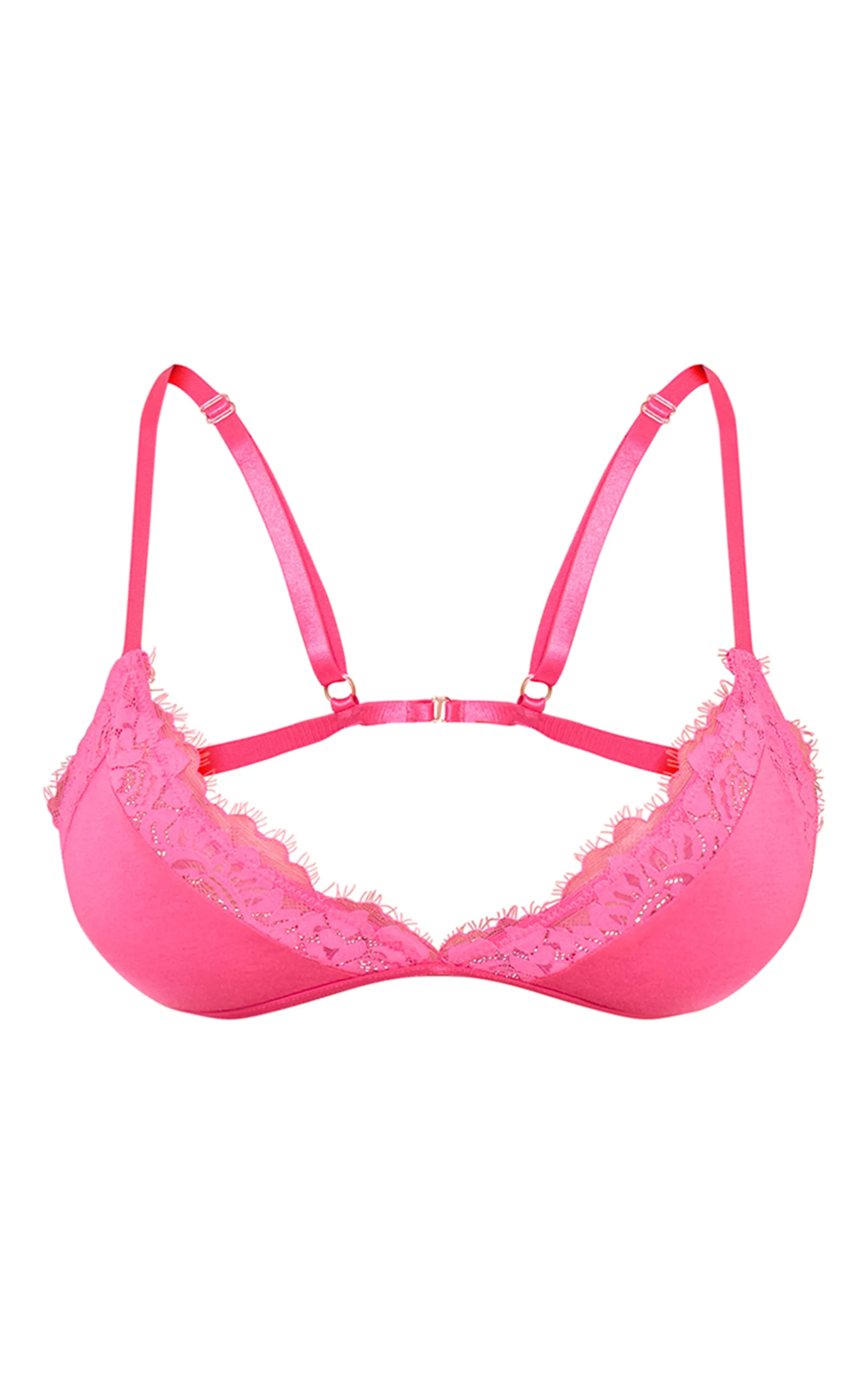 Bralette en jersey rose à ourlet en dentelle