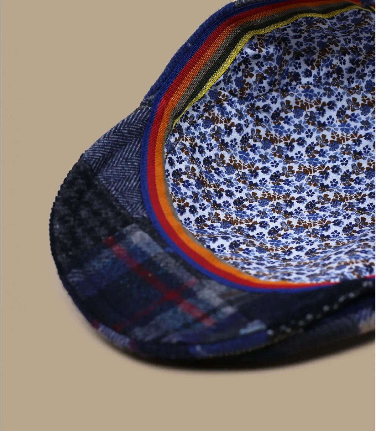 béret patchwork laine - Spitz Patch blue Herman Headwear : Headict