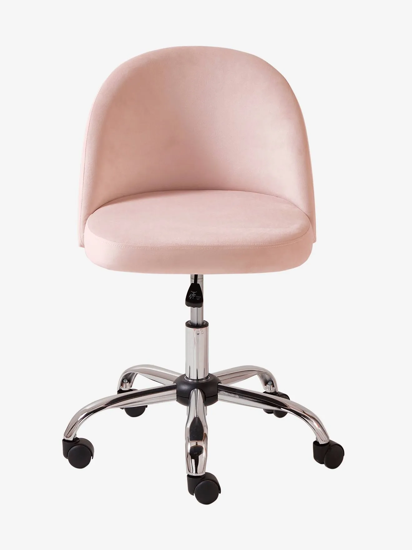 Chaise de bureau à roulettes enfant en velours rose poudré - Vertbaudet