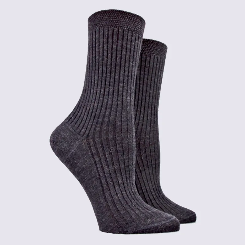 Chaussette Doré Doré, chaussettes femme en laine Mérinos et coton anthracite | Igert Chausseur&Maroquinier
