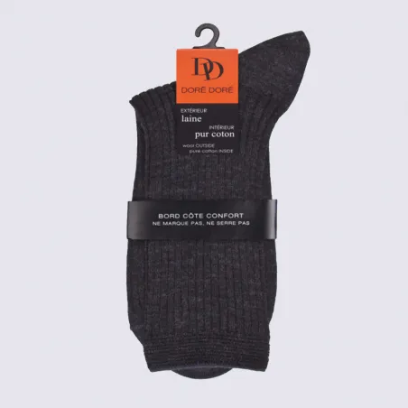 Chaussette Doré Doré, chaussettes femme en laine Mérinos et coton anthracite | Igert Chausseur&Maroquinier