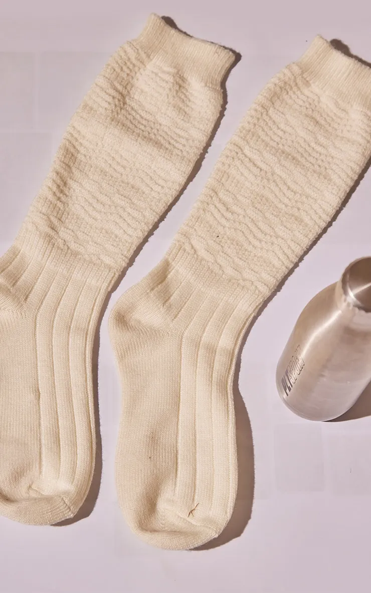 Chaussettes amples en maille tricot crème