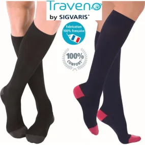 Chaussettes de Voyage Traveno Sigvaris Action anti-fatigue, en train ou en avion, chaussettes de maintien mixtes