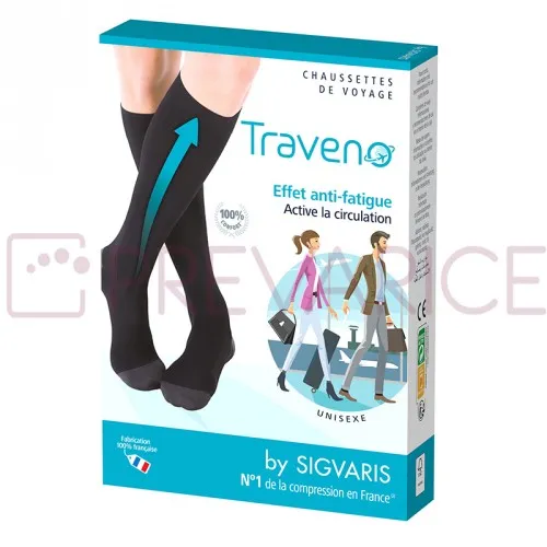 Chaussettes de Voyage Traveno Sigvaris Action anti-fatigue, en train ou en avion, chaussettes de maintien mixtes