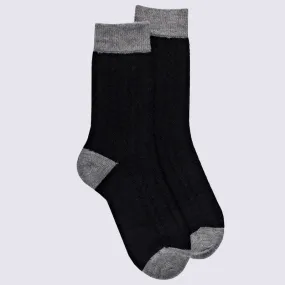 Chaussettes Doré Doré, chaussettes chevron ajouré femme en laine noir I Igert Chausseur & Maroquinier