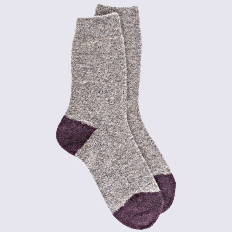 Chaussettes Doré Doré, chaussettes en laine polaire bicolore femme gris/bordeaux I Igert Chausseur & Maroquinier