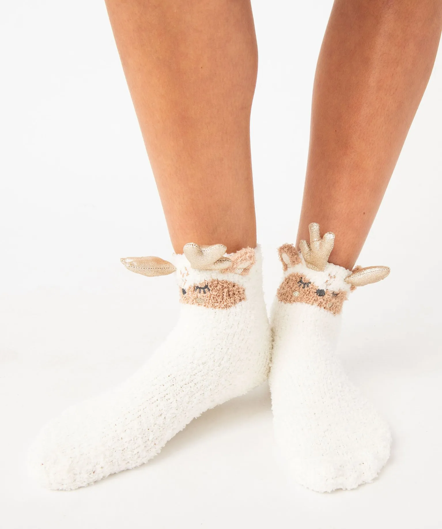 chaussettes d¡¯interieur en maille douillette femme (lot de 2) blanc chine chaussettes