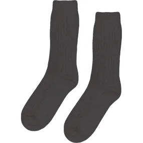 Chaussettes en laine mérinos recyclée | gris foncé "lava grey"