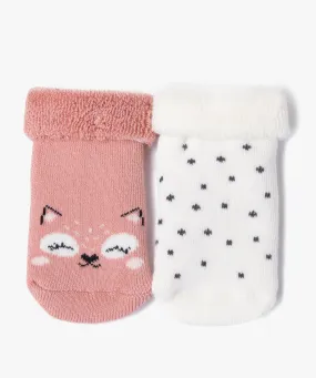 chaussettes en maille bouclette imprimees bebe (lot de 2) rose standard chaussettes