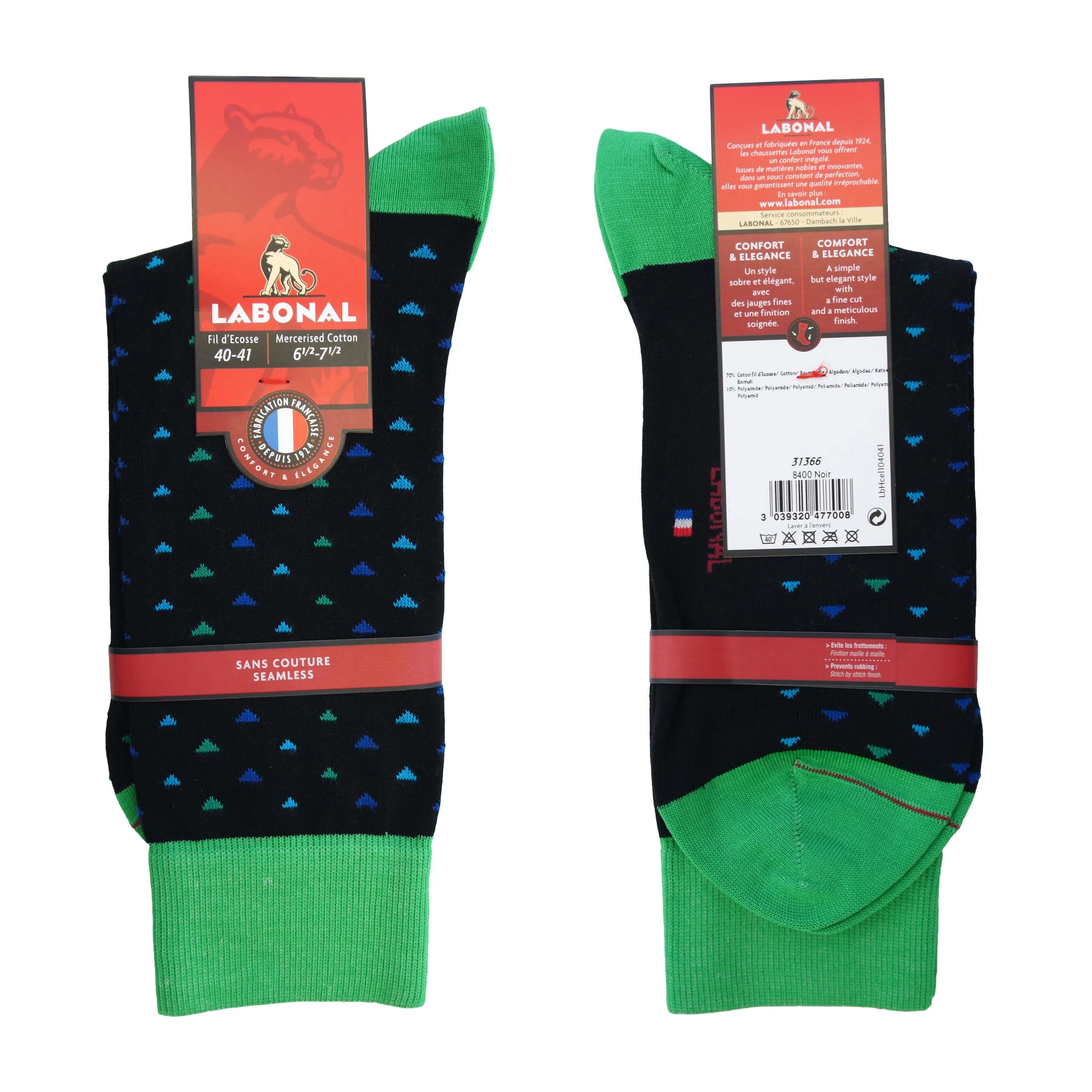 Chaussettes Semis Colore noir - Labonal : vente chaussettes pour ho...