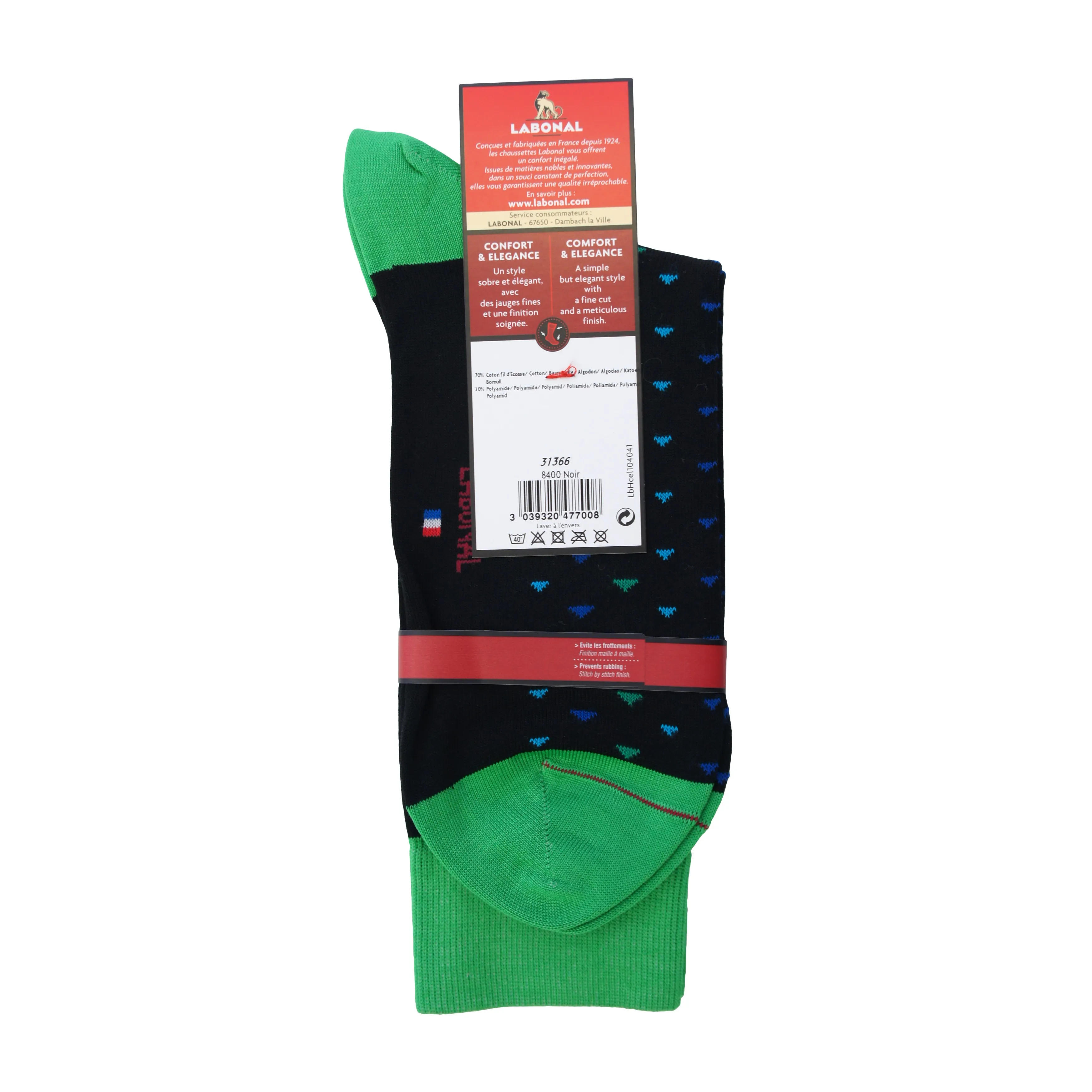 Chaussettes Semis Colore noir - Labonal : vente chaussettes pour ho...