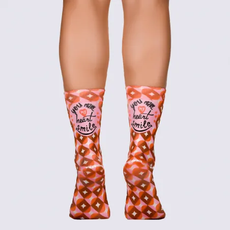 Chaussettes Wigglesteps, chaussettes Love femme en coton bion rose| Igert Chaussures&Maroquinerie