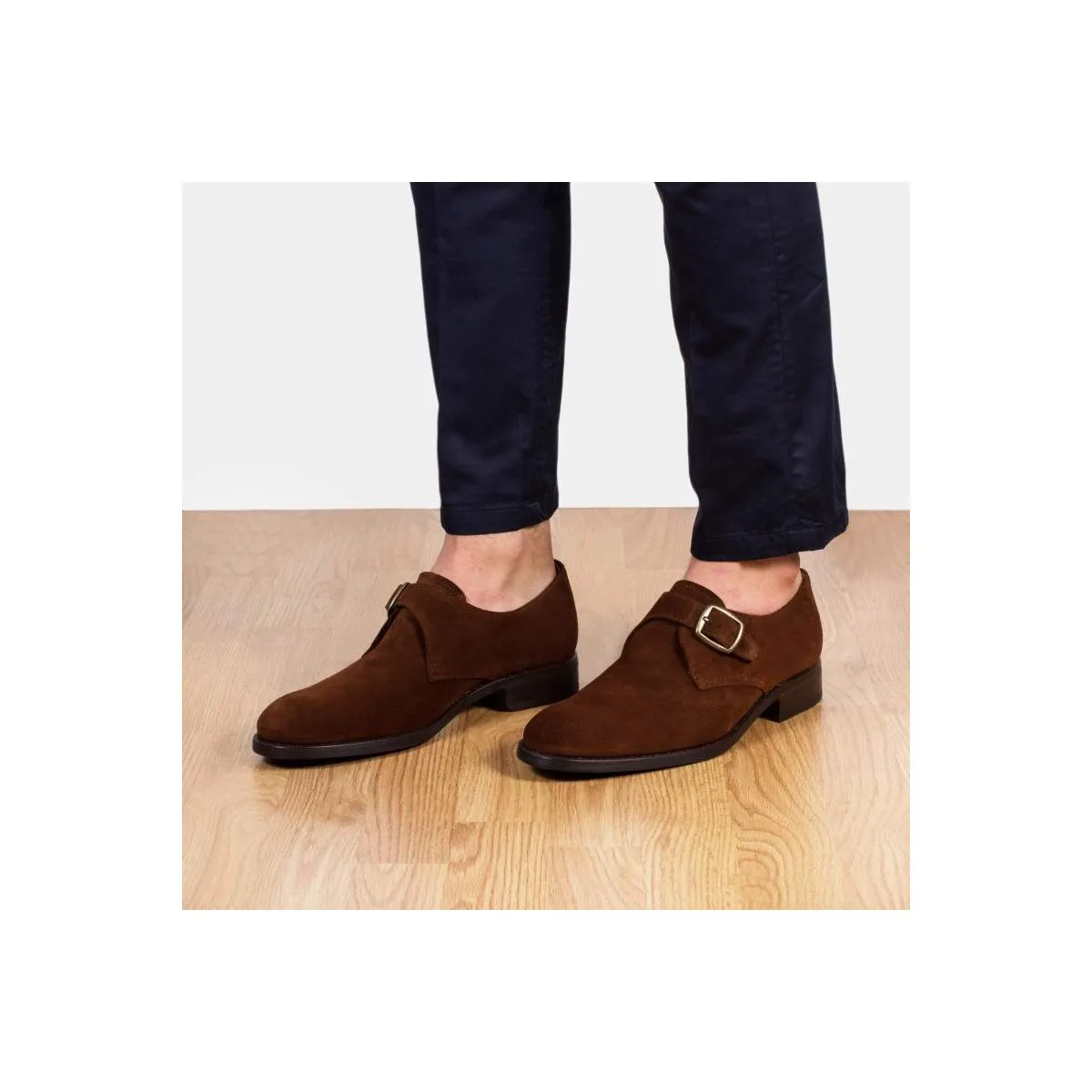 Chaussures à boucle homme en daim - Marron