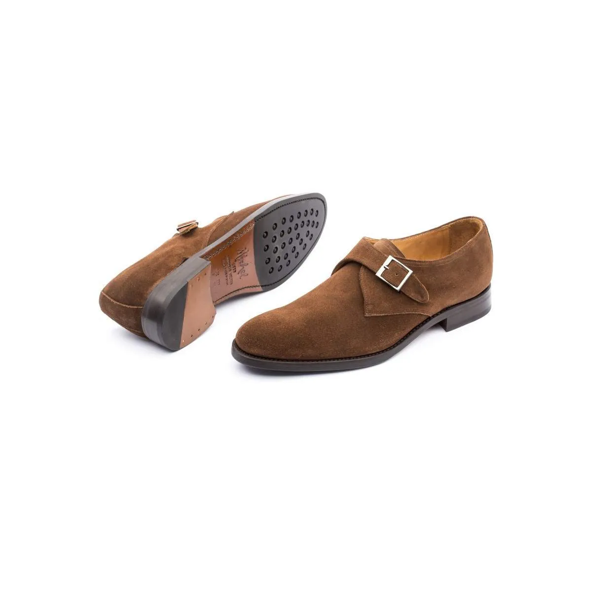 Chaussures à boucle homme en daim - Marron