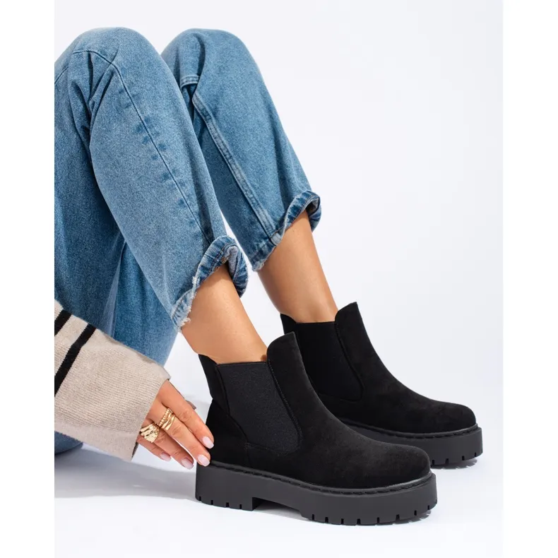 Chelsea boots Shelovet en daim noir femme le noir