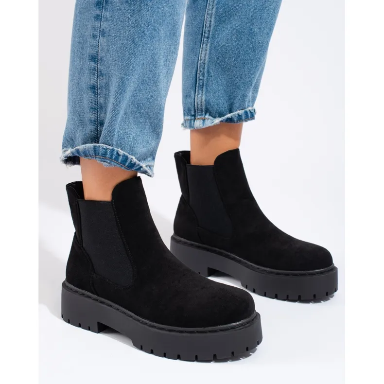 Chelsea boots Shelovet en daim noir femme le noir