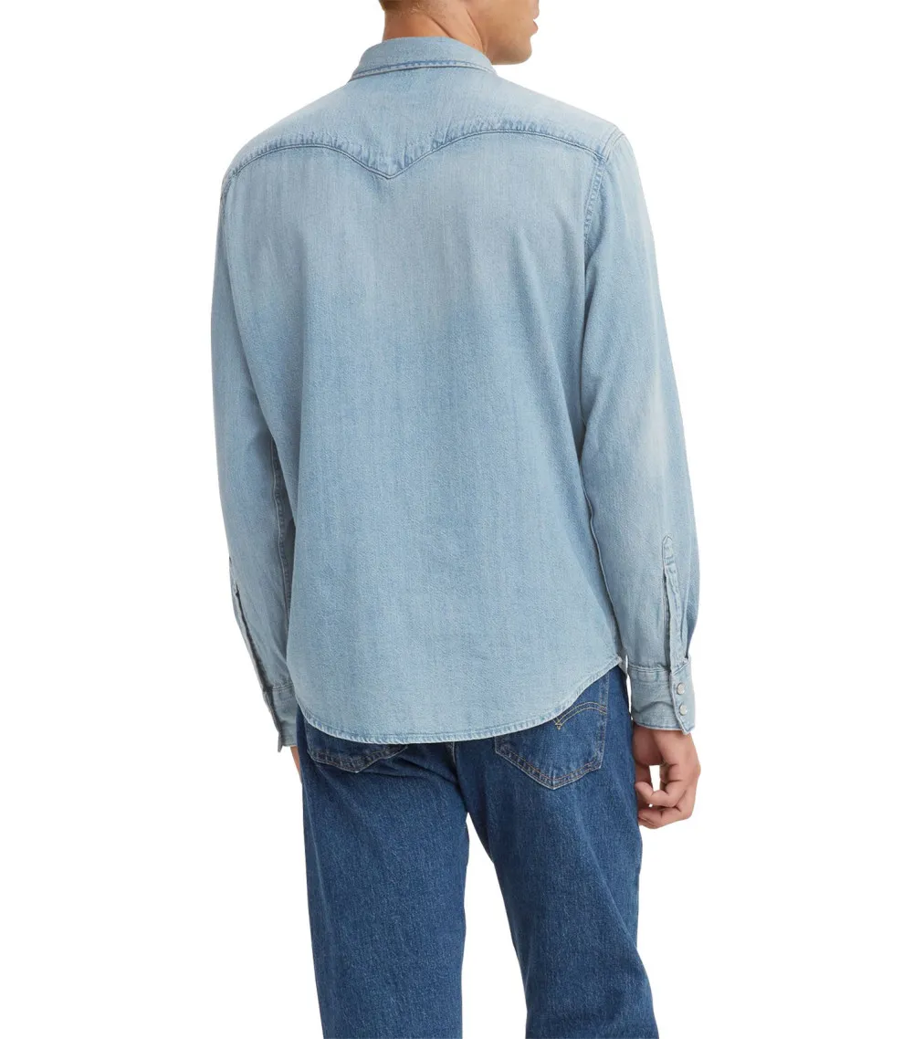 Chemise droite à col français Levi's® en coton bleu délavé