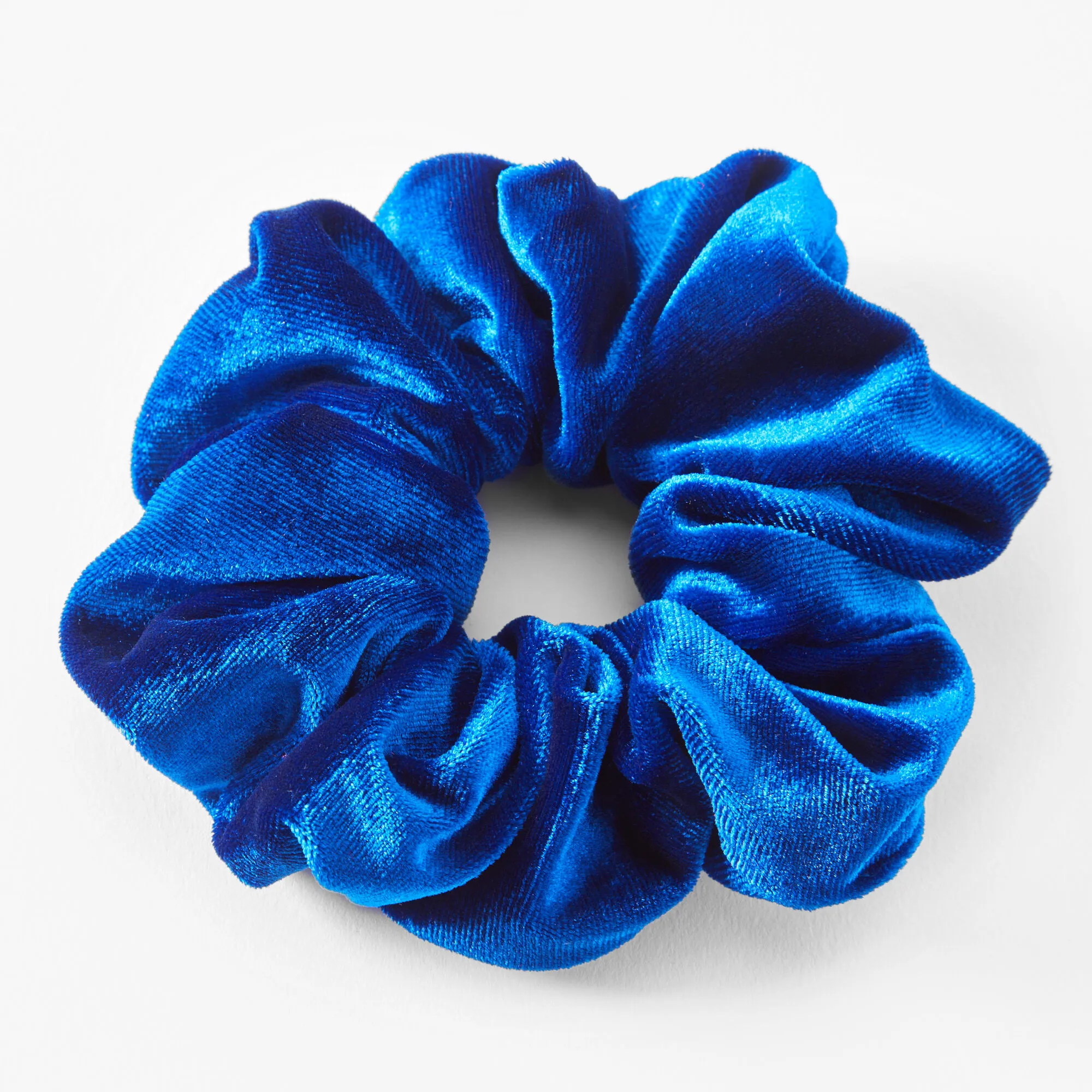 Chouchou en imitation velours de taille moyenne - Bleu roi