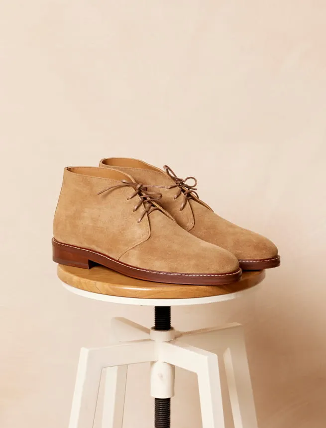 Chukka Boots en Cuir Velours Sable pour Homme - Modèle Marius