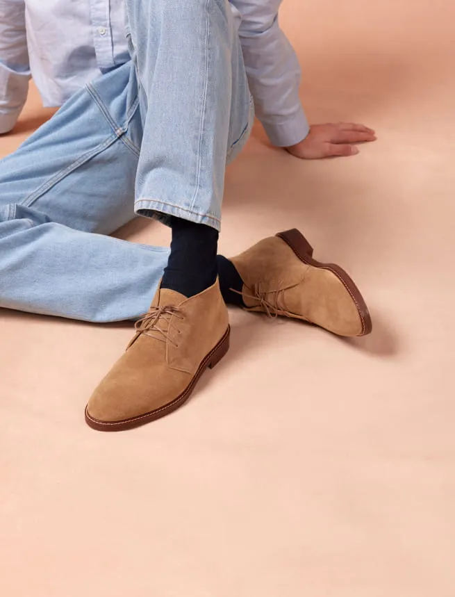 Chukka Boots en Cuir Velours Sable pour Homme - Modèle Marius