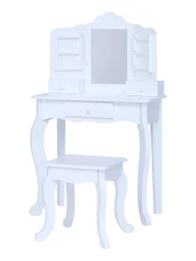 Coiffeuse enfant table de maquillage avec miroir et tabouret blanche Fantasy Fields TD-13366D - Blanc