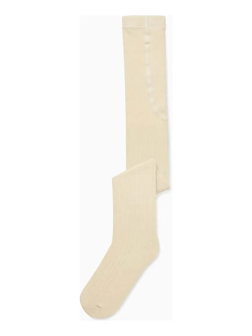 Collant Côtelé Anti-Boulochage Fille  ESSENTIALS LINE - Ecru