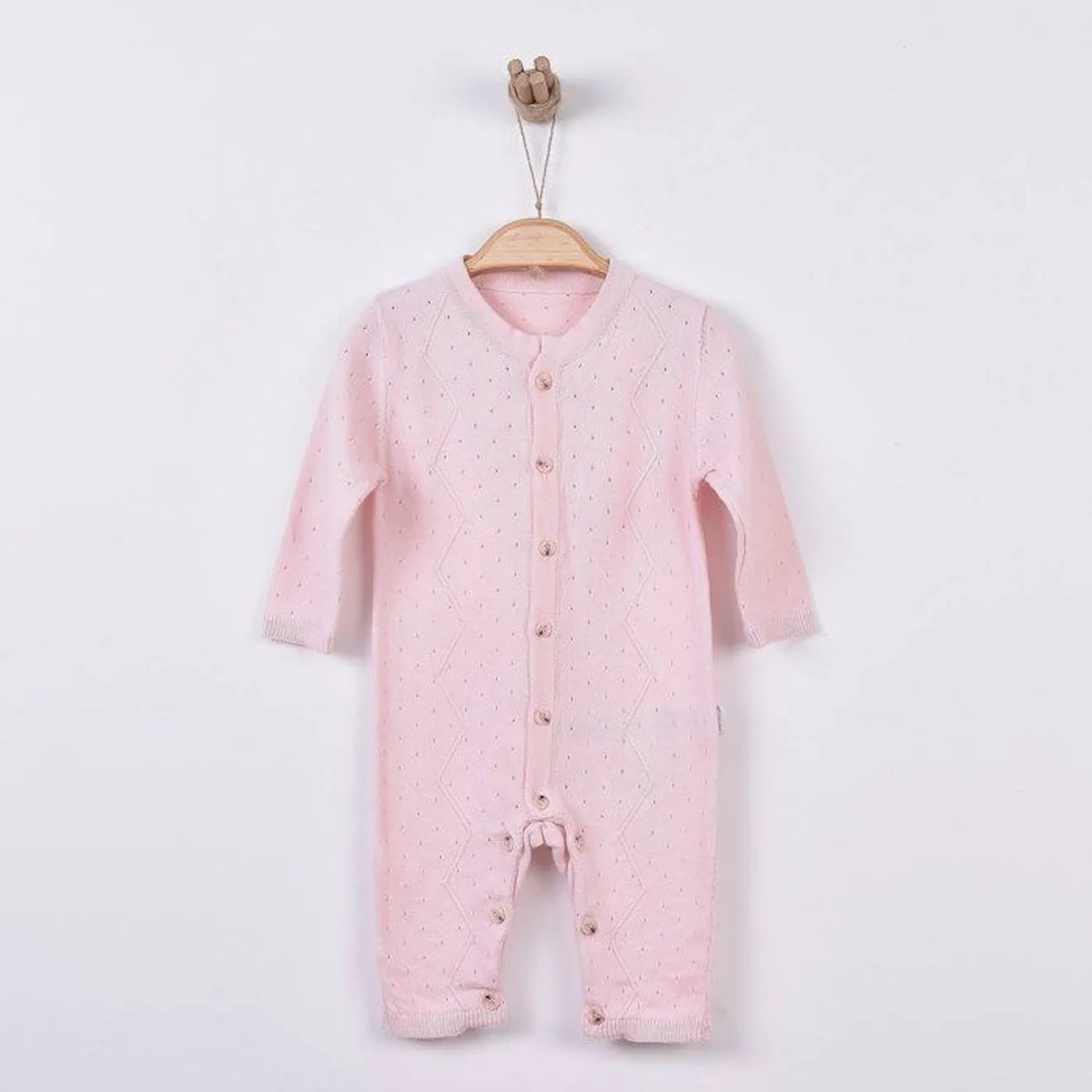 Combinaison bébé en tricot de coton bio rose - Sevira Kids