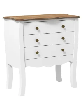 Commode style néo-rétro 3 tiroirs poignées boutons bois MDF panneaux blanc - Blanc