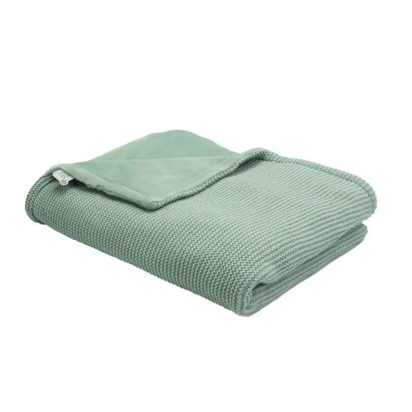 Couverture bébé - TROIS KILOS SEPT - Vert Sauge - Flanelle et tricot - 75x100 cm vert - Trois Kilos Sept