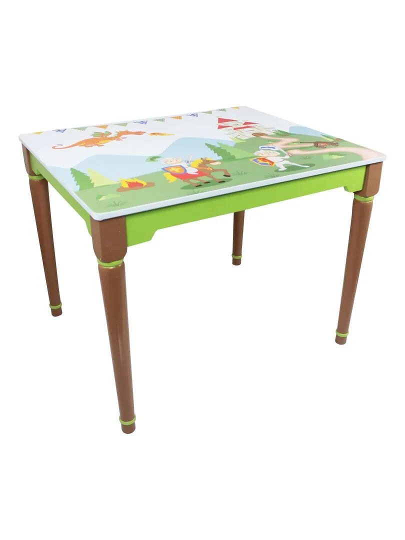 Ensemble table avec 2 chaises pour chambre enfant ou bébé garçon Knights & Dragons TD11837A - Vert