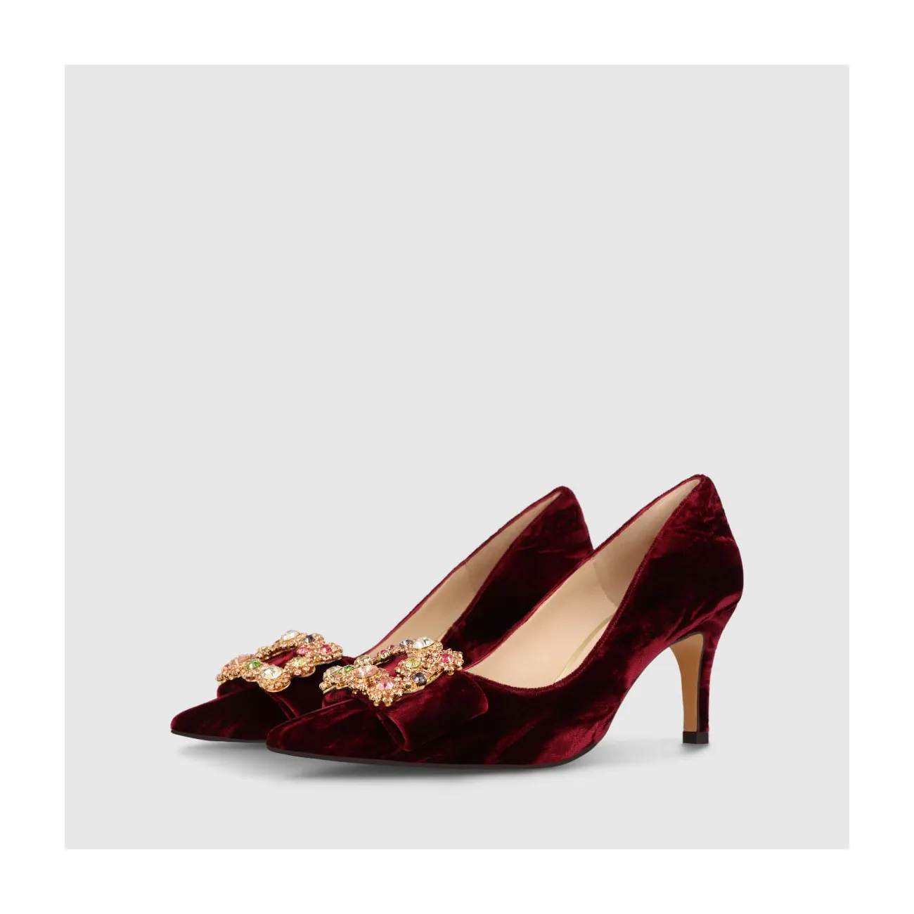 Escarpins femme en velours bijou bordeaux détail strass | Chaussures femme LODI en ligne.