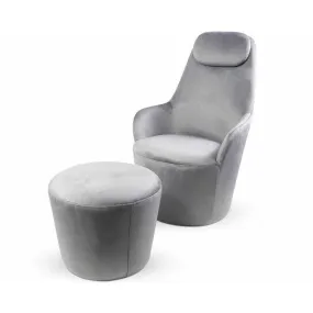 Fauteuil Avec Repose-Pieds en Velours Argent  | 3 Suisses