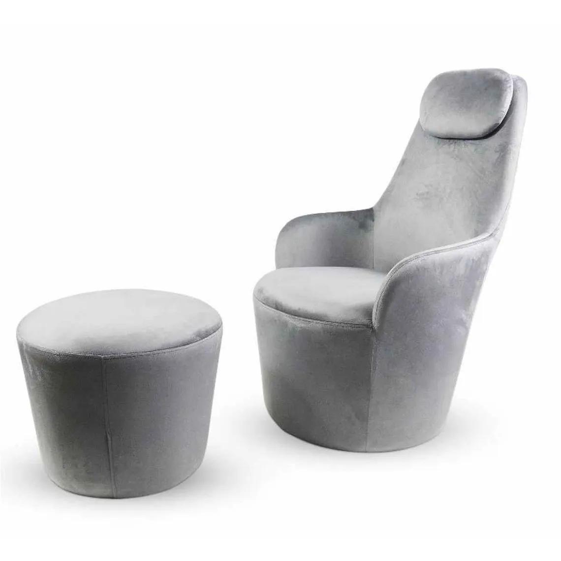 Fauteuil Avec Repose-Pieds en Velours Argent  | 3 Suisses