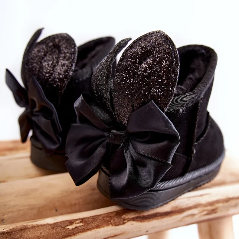 FR1 Bottes De Neige Chaudes Fille Meriva Noires À Nœuds le noir