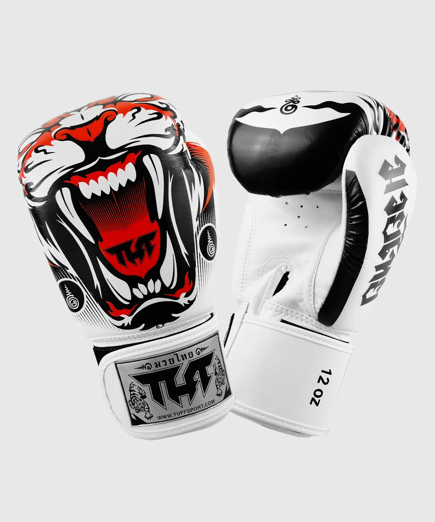 Gants De Muay Thai En Cuir Tuff Tiger - Blanc