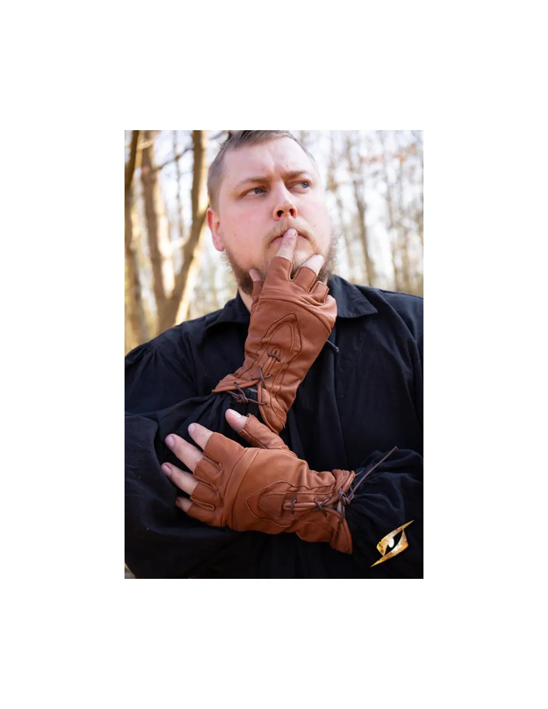 Gants fantaisie Pícaro en cuir marron clair ⚔️ Boutique Épées