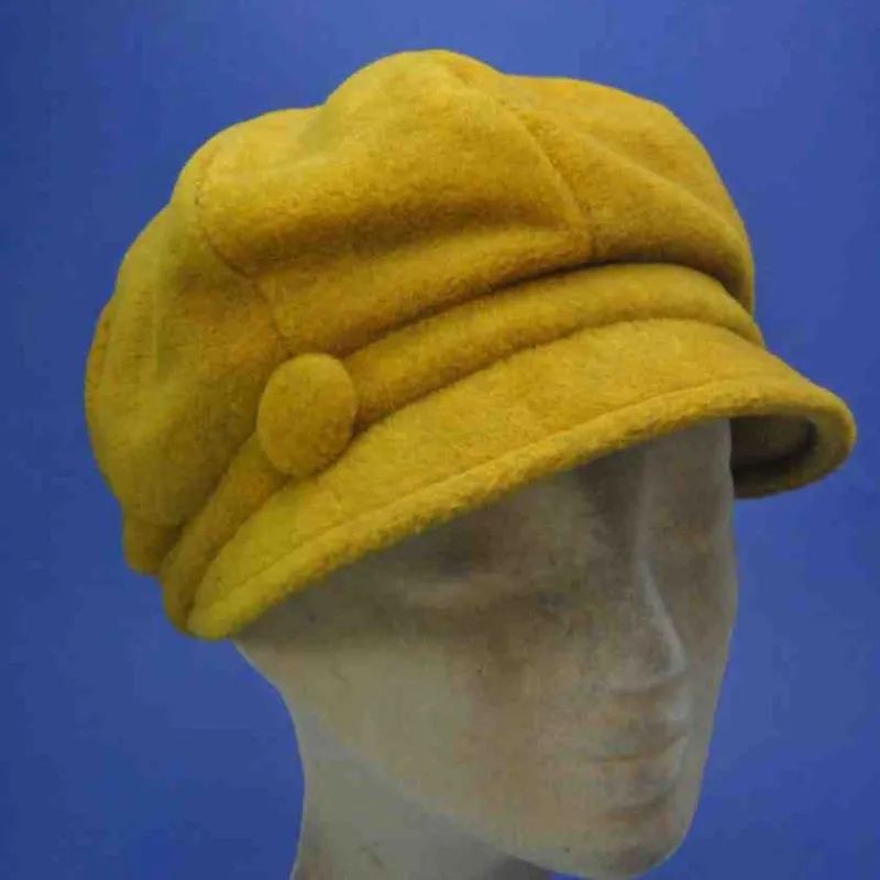 Gavroche à très petit plateau en polaire moutarde | Casquette femme