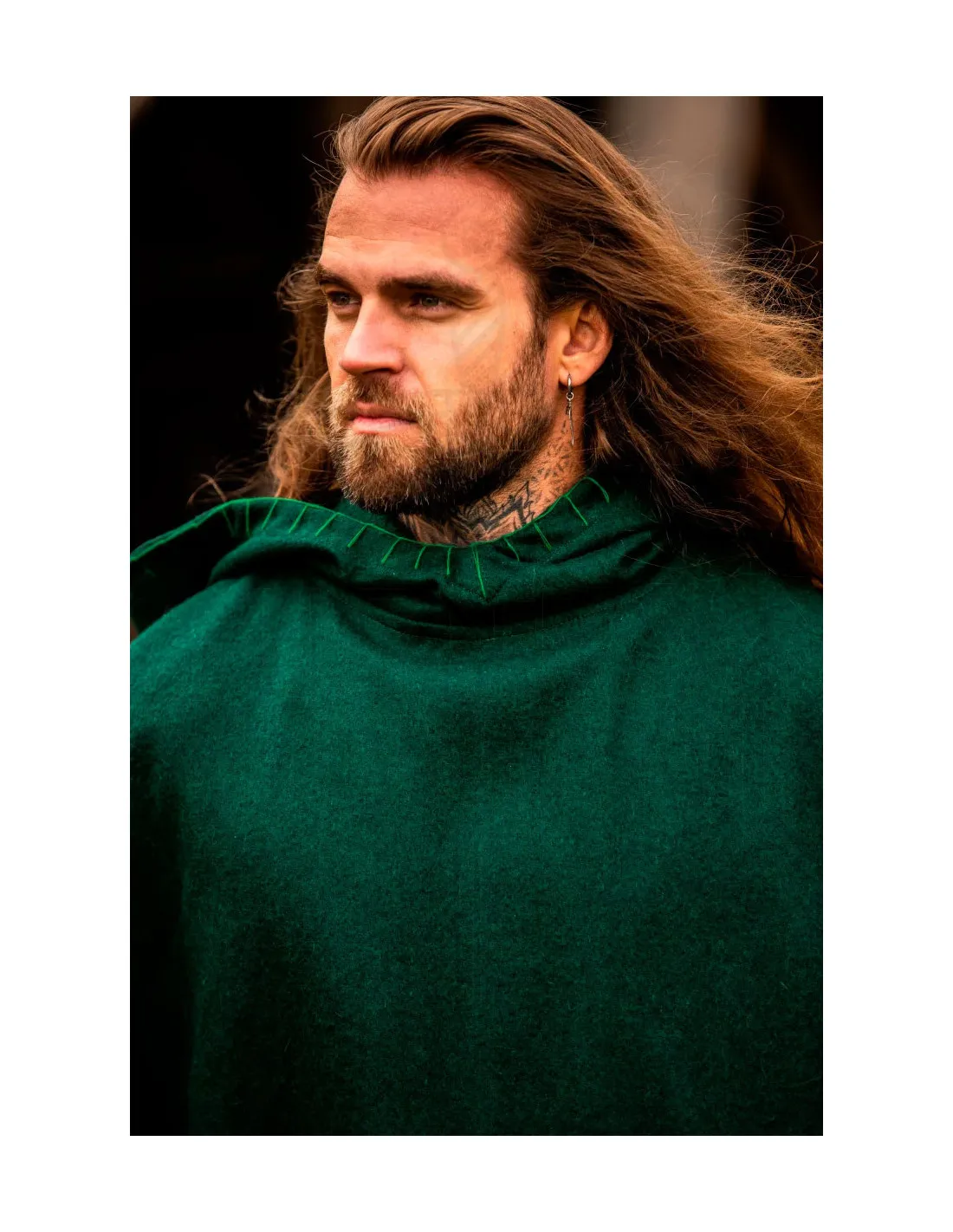 Gugel Viking Egill, laine verte ⚔️ Boutique Épées