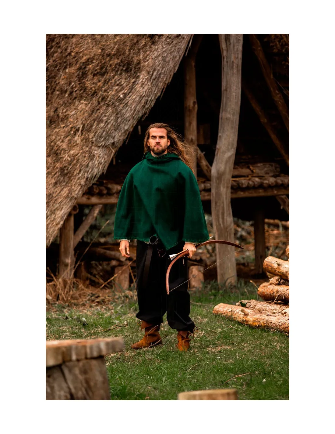 Gugel Viking Egill, laine verte ⚔️ Boutique Épées