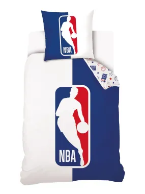 Housse de couette NBA Logo 140x200 cm et taie d'oreiller - 100% Coton - Bleu