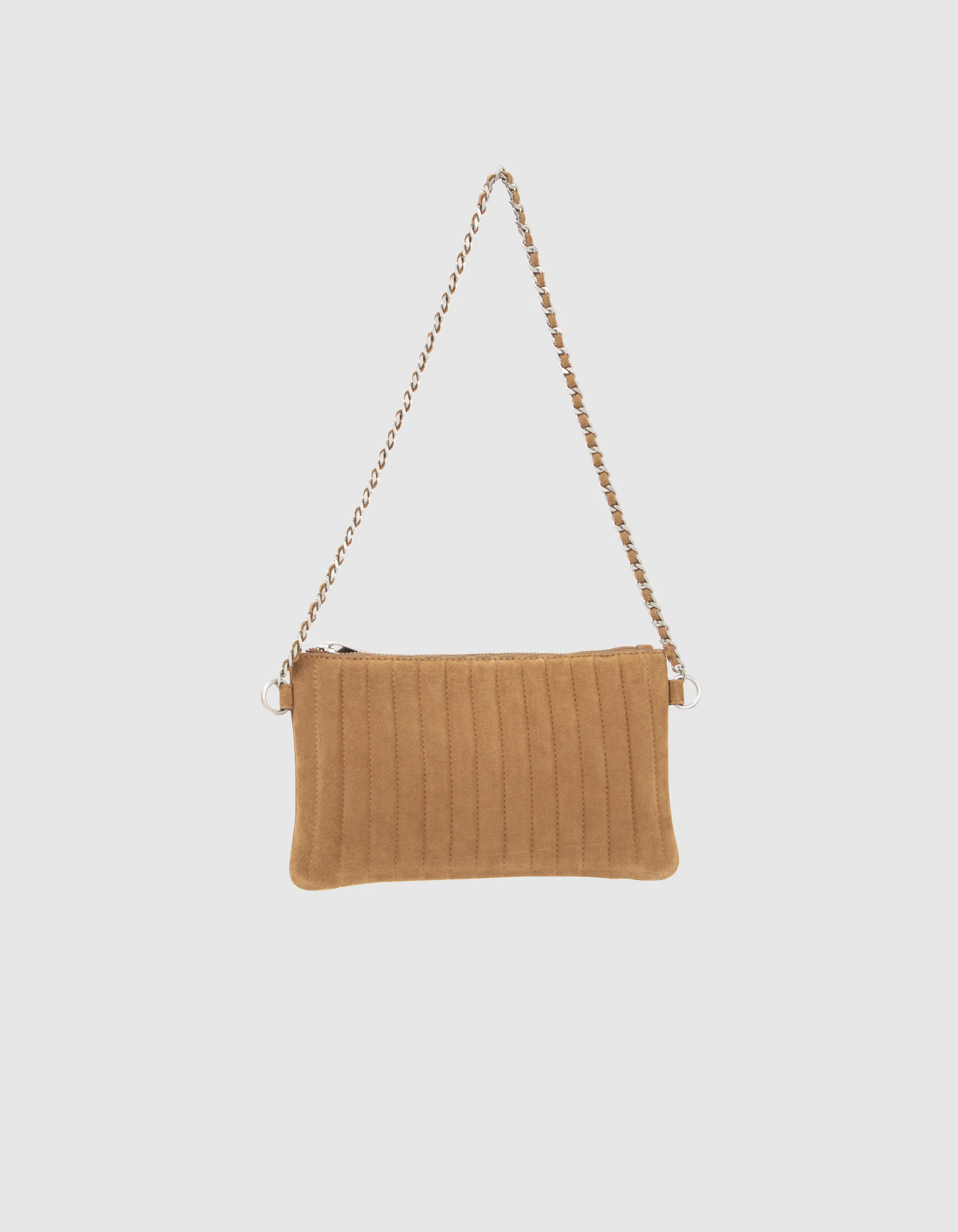 La pochette 111 en cuir de vachette velours sable femme