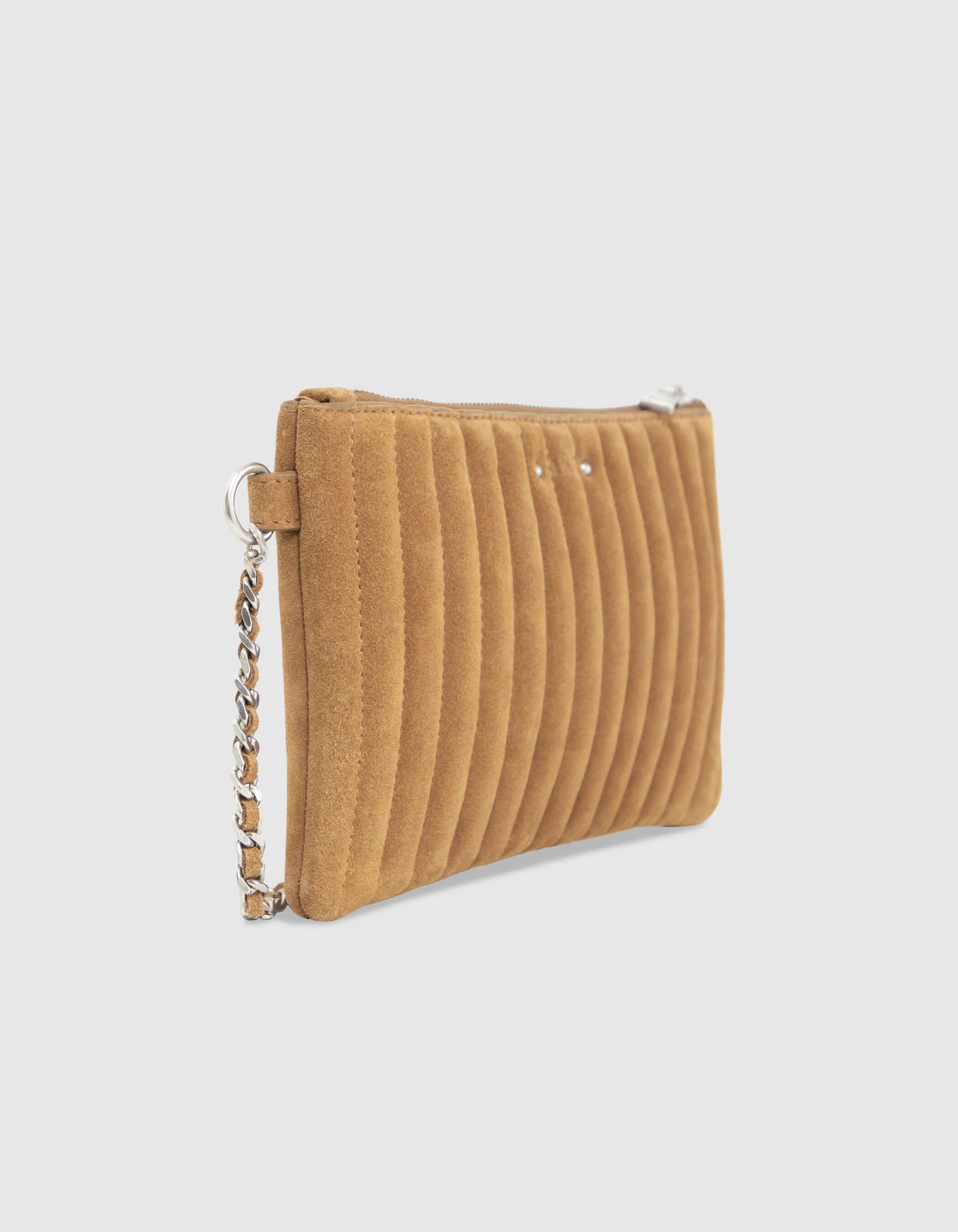 La pochette 111 en cuir de vachette velours sable femme