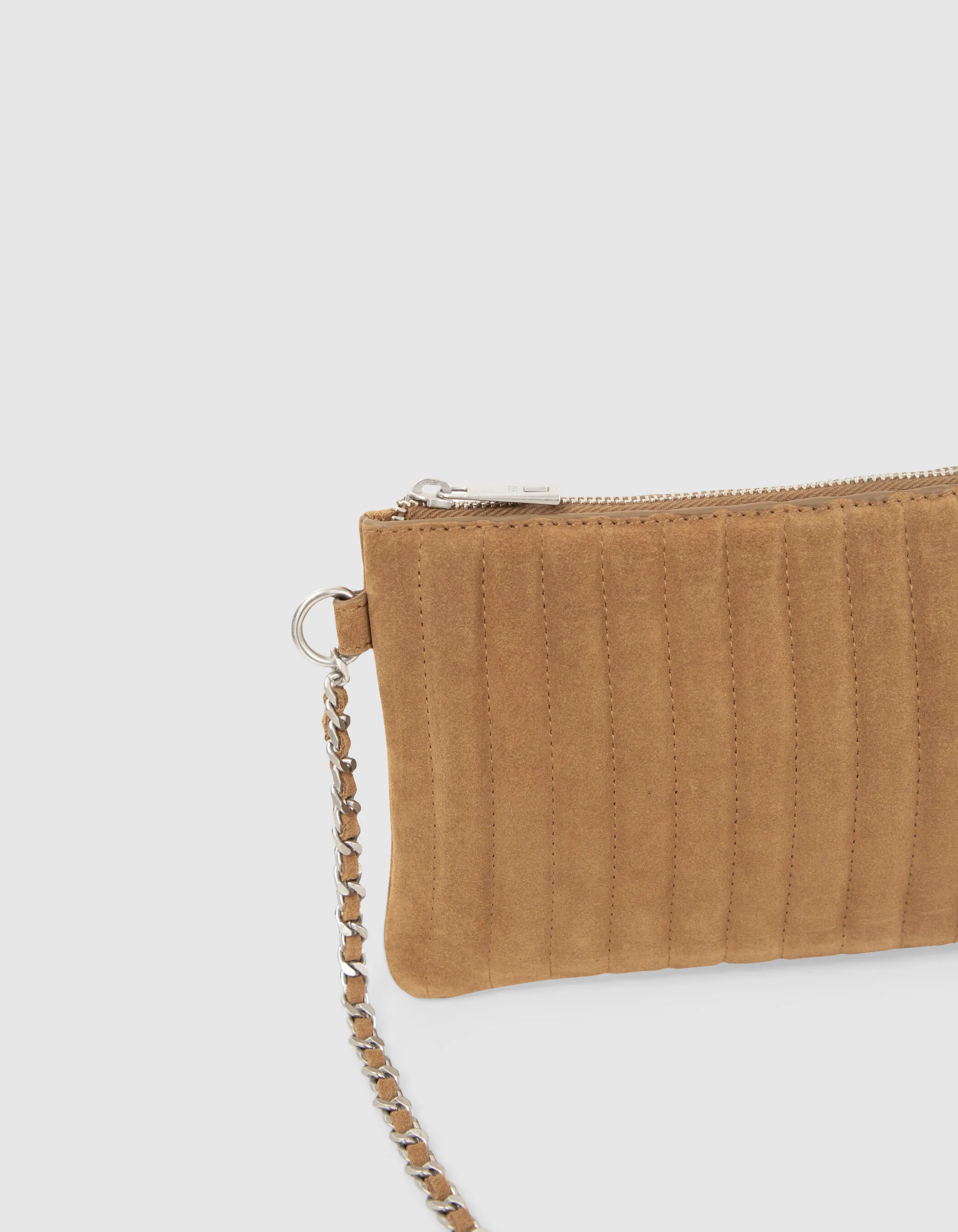 La pochette 111 en cuir de vachette velours sable femme