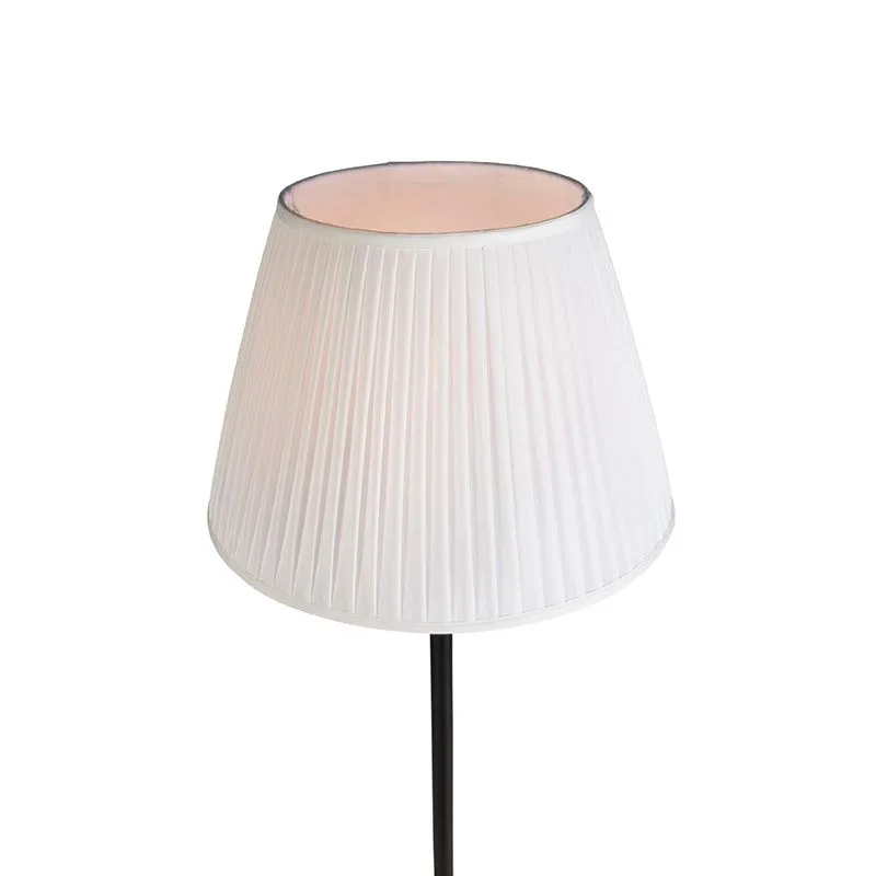 Lampadaire moderne noir avec abat-jour plissé blanc 45 cm - Simplo
